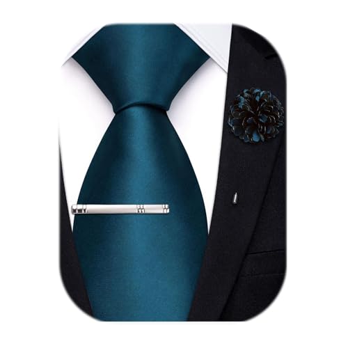 Image of Hi-Tie Men's Extra Long Solid Satin Tie Set 63 Inch /70 Inch Formal Necktie