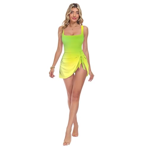 Maillot de bain réglable pour femme une pièce dégradé vert afin de galber la silhouette