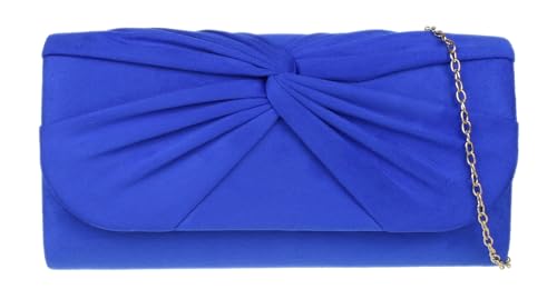 Pochette torsadée daim bleu royal : sublimez une robe simple instantanément
