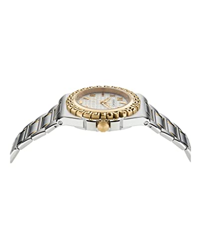 Versace Greca Reaction Collection Luxury Mens Watch Timepieces with a Two Tone Bracelet and Case Featuring a Silver Dial2