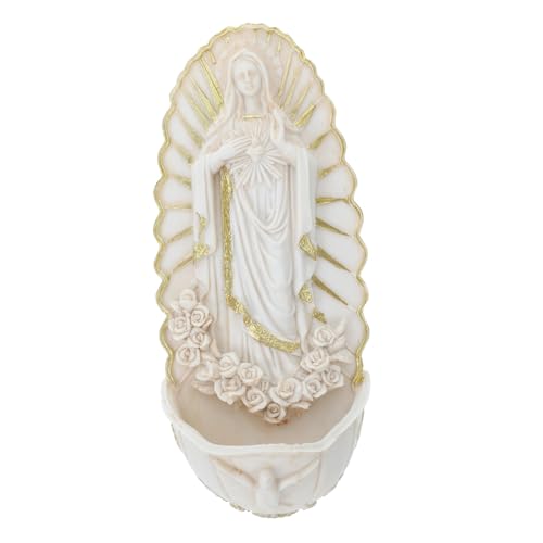 CLISPEED Acquasantiera in Resina Da Parete Immagine Di Guadalupe Decorazione Religiosa Per Ingresso Acquasantiera Da Appendere Per e Case