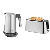 WMF Kineo Wasserkocher mit Temperatureinstellung 1,6l, Kalkfilter, 3000W & Bueno Pro Toaster Langschlitz mit Brötchenaufsatz, 4 Scheiben, XXL Toast, Aufknusper-Funktion, 1550W, edelstahl matt