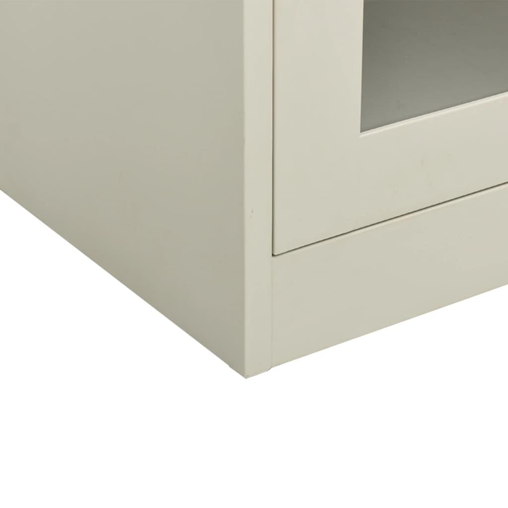 Büroschrank Hellgrau 90x40x70 cm aus robustem Stahl, abschließbar, mit gehärtetem Glas, ideal für Akten und Büroorganisation, praktisches Storage Cabinet