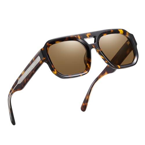 Image of DUCO Retro Square Aviator Sunglasses for Women Men Classic Vintage Trendy 70s Shades UV protection Sun Glasses DC2358