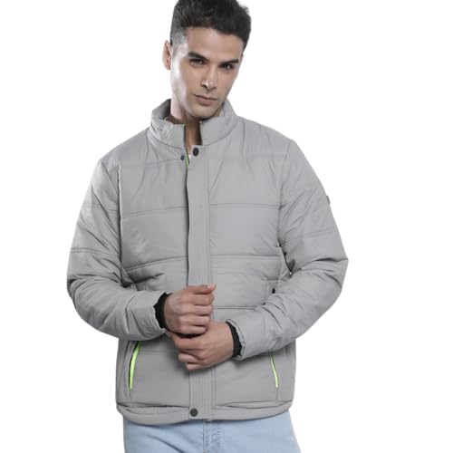 Image of The Indian Garage Co Men Slim Fit Solid Puffer Jackets