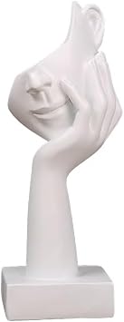 Thinker Statue Creative Women Face Art Statue Abstract Character Crafts Ornaments Decorative Face Sculpture Figurine for Home Office Desktop Decor White A