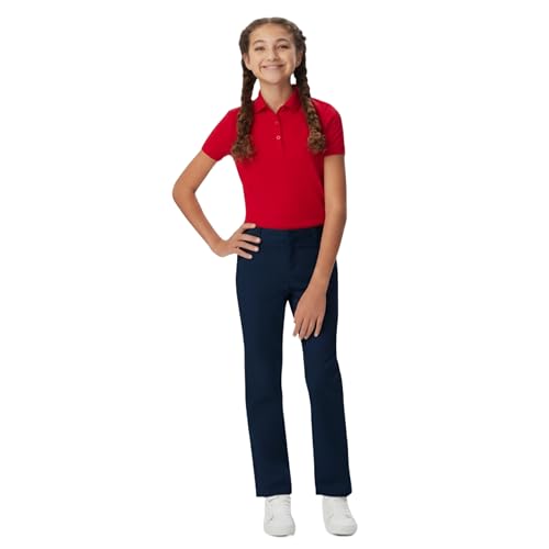 Image of French Toast Girls' Straight Fit Stretch Twill Pant | Adjustable waist, Reinforced knees, Offerend in Standard & Plus sizes, Straight leg school uniform pant
