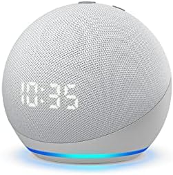 Echo Dot (4th Gen) | Smart speaker with clock and Alexa | Glacier White