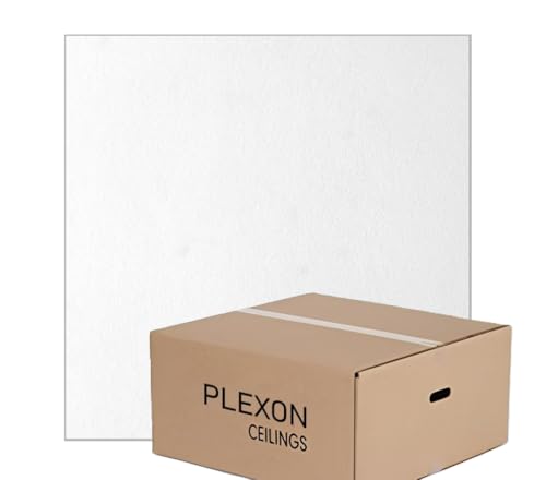 32 Pack of Plexon 12 x 12 Ceiling Tiles Smooth Finish White - Compatible with Armstrong Ceiling Tiles 12x12