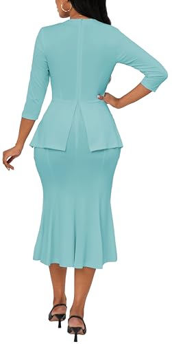 Image of Elegant Church Dress for Women Midi Dresses Work Wear Vintage Pencil Dress for Business Casual Outfits