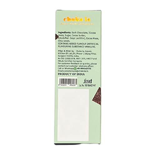 Image of Chokola 75% Dark Chocolate Minis with Chia Seeds - Rich Cocoa, Crunchy & Nutritious Bite-Size Treats, 100g | Gluten-Free & Healthy Snacking