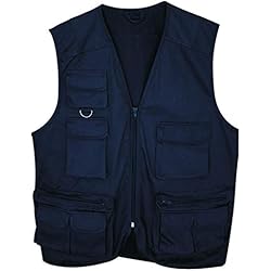 Ropa De Trabajo Fontanero MUNDDY - Chaleco Trabajo multibolsillo,Multiusos para Pesca Senderismo, Uniforme Laboral para Industrial Taller Mecánico Técnico Fontanero Albañil... (Azul Marino, L)