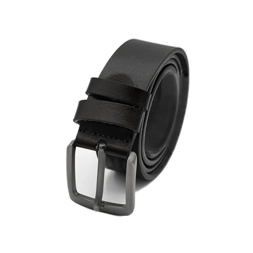 Zerimar Cinturón Piel de Hombre Vacuno | 37MM Ancho | Cinturón Hombre Cuero | Cinturón Hombre Hebilla | Cinturón Piel | Color Negro| Talla 125