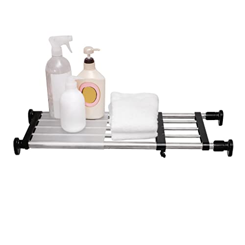 ARIIKON Ausziehbare Regalböden Kleiderschrank Regaleinsatz Schrankregal Teleskop Garderobensystem Regal DIY Separator Teleskopregal Edelstahl-Stangen Verstellbarer Länge 40–60cm, Schwarz
