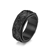 YTBHSHXZ anillos, Pulsera giratoria EDC vintage de acero titanio con diseño múltiples ojos, estilo místico y antiestrés. Tallas estadounidenses 6 a 14(Black,O)