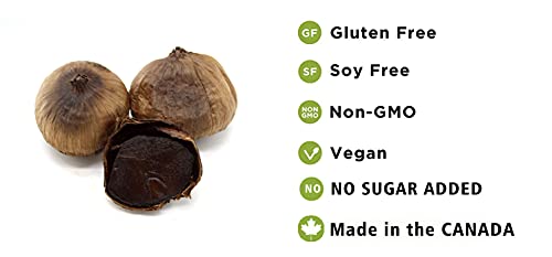 Orgnisulmte Black Garlic Made in Canada Whole Black Garlic Bulbs Fermented for 90 Days,Black Garlic Cloves All Natural 8.82 Oz