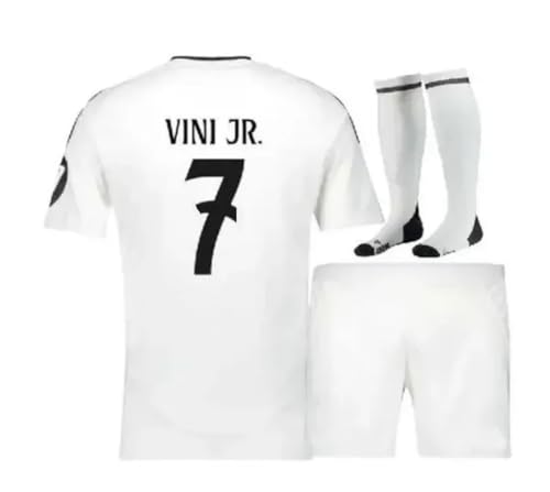 Madrid White Home VINI Kids Set Jersey + Shorts + Socks Kit Size Medium (8-9 Years Old) For Youth