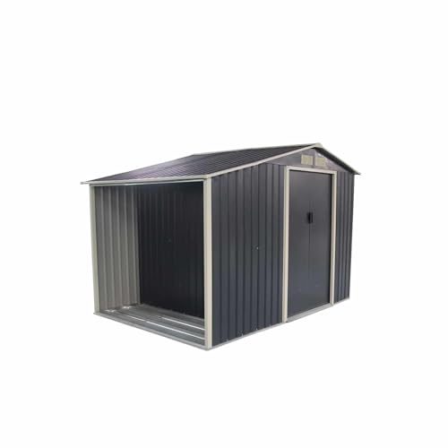 Gardiun Caseta Metálica Toronto con Leñero 3,53 m² Exterior 278x127x195 cm Acero Galvanizado Gris Antracita