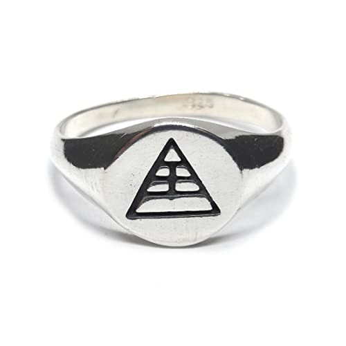 Bague argent sterling véritable chevalier pyramide solide poinçonnée 925 homme