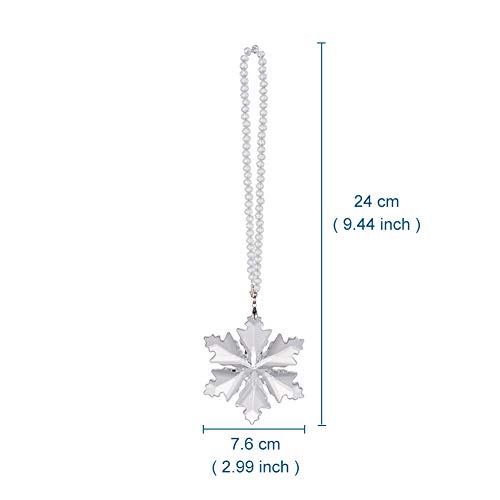 Image of Crystal Snowflake Car Rear View Mirror Pendant Lucky Car Hanging Ornament Car Charm Decorations, Transparent