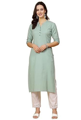 Pistaa's Women's Cotton Straight Fit Straight Kurta