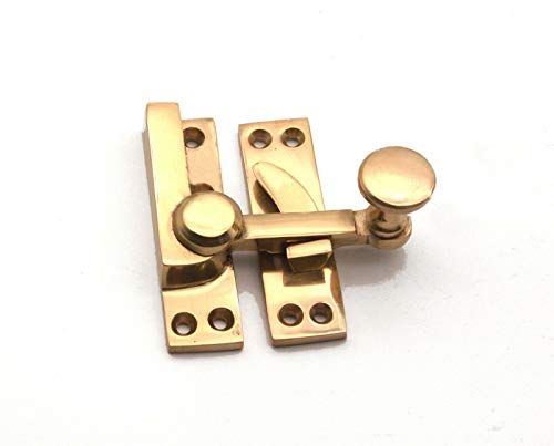 Victorian Sliding Sash Window Catch Quadrant Arm Latch Fastener Brass & Chrome (Polished Brass)