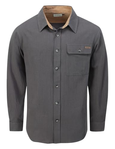 Drazivon Men's Button Down Long Sleeve 100% Cotton Flannel Shirt Grey 2XL - image 1