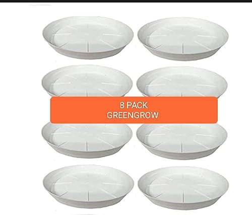 Image of Gamla Tray 10 Inch for Plant Pots Planter Bottom Plate Plastic Drip Tray (White, Pack of 8)