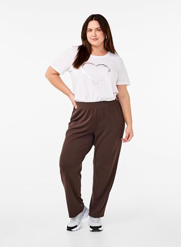 Zizzi Flash by Damen Große Größen Hose Einfarbig Straight Fit Gr Gr L Chocolate Brown