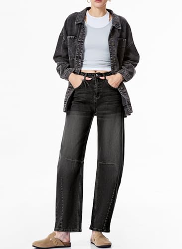 Sidefeel Women's Barrel Jeans Wide Leg Vintage Mid Rise Y2k Baggy Boyfriend Ankle Denim Pants4