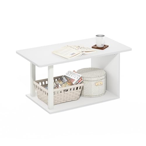 Furinno Basic Home Living Coffee Table, White/White