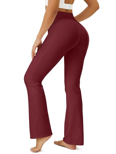 Image of FOHOFO Yoga Pants Women, Flare Leggings for Women with Pockets Crossover High Waisted Bootcut Yoga Pants