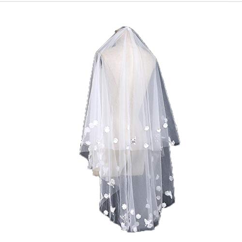 Meen Velo Nupcial, Nuevo Marfil Blanco Hilado Suave Velo De Novia Punteado Mariposa Pétalo De Malla Vestido De Novia Accesorios T1607086