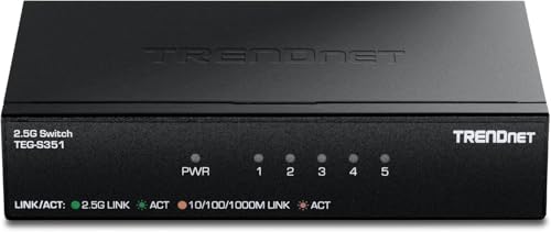TRENDnet 5-Port 2.5Gb Switch TEG-S351 5 x 2.5G RJ45 Ports 25Gbps Switching Capacity NDAA + TAA Compliant Ethernet Splitter for Game Console NAS PC Lifetime Protection