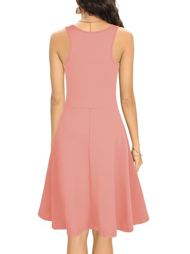 Image of Missufe Women's Sleeveless Racerback Flared Casual Plain Tank Dress