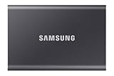 Samsung Portable SSD T7, 4 TB, USB 3.2 Gen.2, 1,050 MB/s read, 1,000 MB/s write, external hard drive for iPhone, Mac, PC, smartphone and game console, grey, MU-PC4T0T/WW