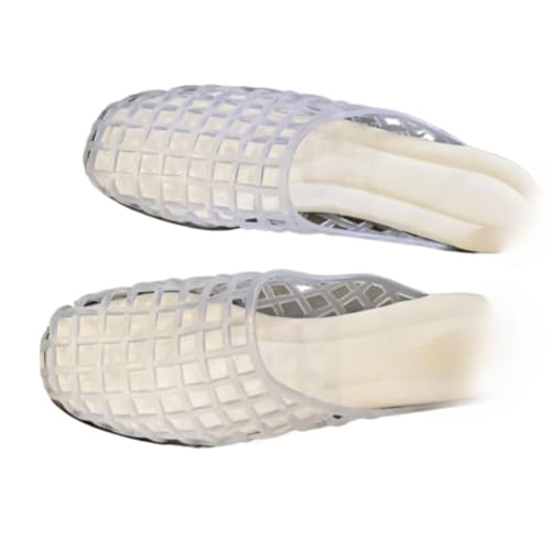 Jelly Mesh Ballet Flats for Women Clear Jelly Sandals Slip On Mule Slides Slippers - Trendy Breathable Causal Comfortable Walking Lightweight Running Beach Travel Cruise Vacation Standing All Day