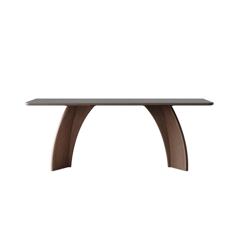 JITUIHOM Dining Desk Modern Retro Rock Plate Dining Table for Small Home Walnut Color Wooden
