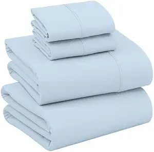 RUVANTI 100% Cotton Split King Sheets Sets for Adjustable Bed, 5 PCs, Soft & Breathable Percale Weave Bedding, Deep Pocket 16", Hotel Standard, Crisp Cool Feel & Durable, Dyed Sheet, Baby Blue
