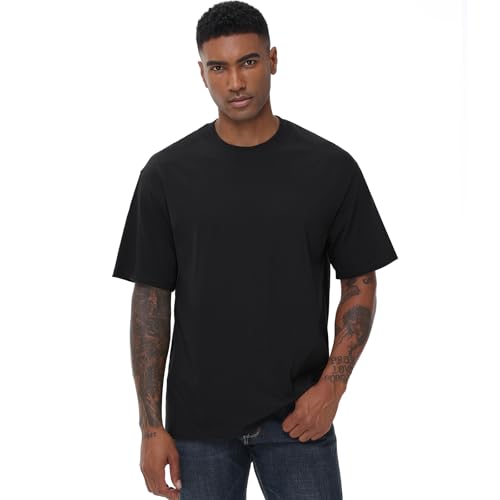 Image of KEEPSHOWING Mens Oversized T-Shirts, Cotton Loose Fit Crewneck Short Sleeve Casual Tees Workout Gym Basic Tops