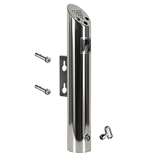 Stainless Steel Wall Mounted Trash Can - Outdoor Waste Receptacle for Commercial Use, Ideal for Shopping Malls & Offices, Durable Cylinder Design for Easy Disposal