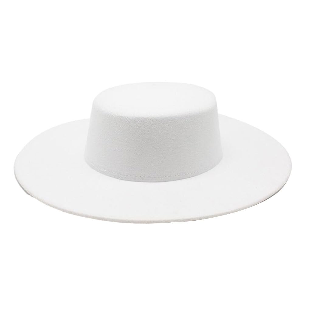 CLSSLVVBN Sombrero De Fieltro Negro De Moda De Primera Calidad para Mujer para Un Aspecto Elegante Y Sofisticado Gorra Derby De Iglesia Plana De ala Ancha De ala Grande