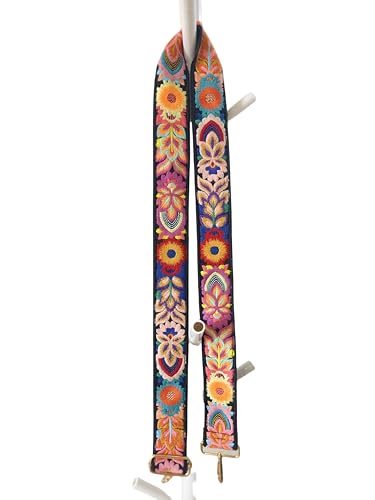 Image of Crochet Flower Purse Strap,Knit Wide Replacement Crossbody for Shoulder Strap Bag Adjustable 2inch Guitar Strap