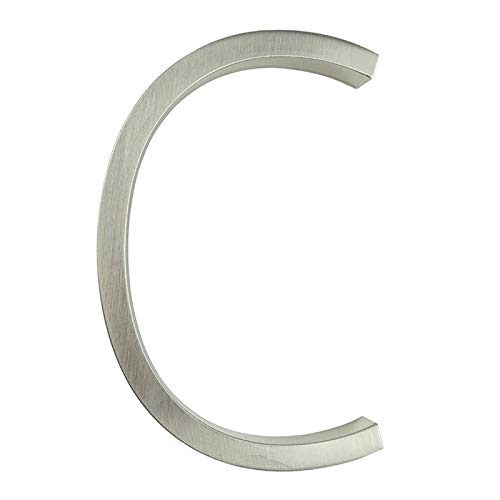 Numéro de porte 3D de 12 cm de style moderne lettre C gris pour affichage adresse extérieure