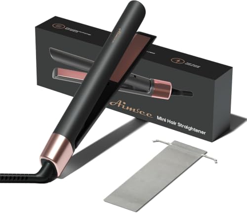 Mini Hair Straightener Flat Iron 0.8 Inch, Small Travel Dual Voltage Black