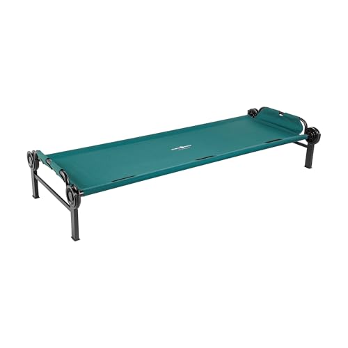 Disc-O-Bed Large Outdoor Modular 1 Person Single Camping Cot Portable Bed for Adults Sleep Solution for Tents Green
