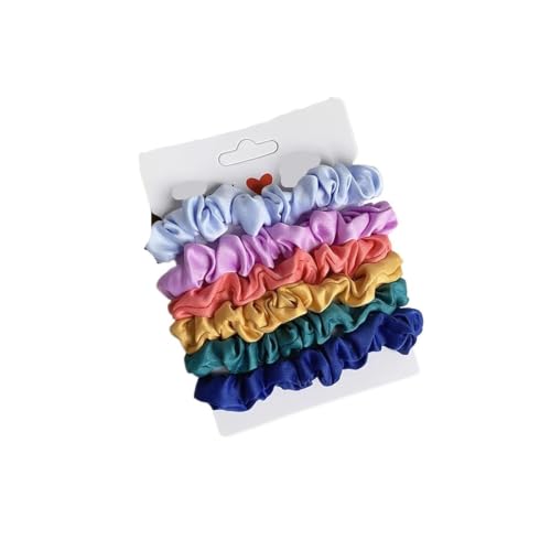 Coleteros de tela sedosa pack de 6 gomas elásticas lisas para el pelo