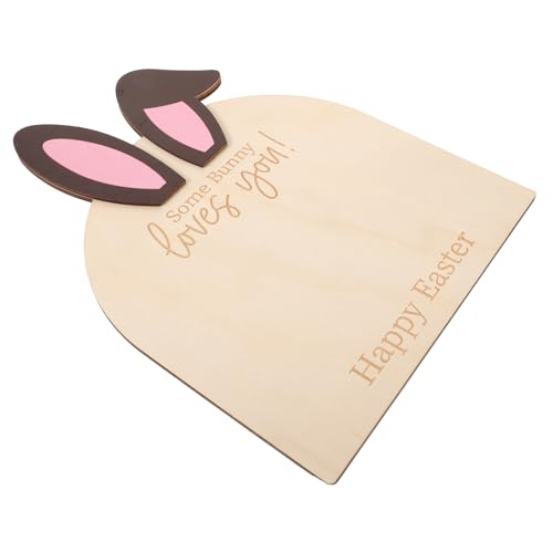 Yardwe Diy Footprint Ornament Kit Easter Bunny Theme Hand Footprint Keepsake Wooden Plaque First Easter Decor