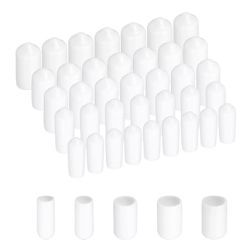 uxcell 100 tapas protectoras redondas de goma de 5 mm, 6 mm, 7 mm, 8 mm, 9 mm, protectores de rosca blanca