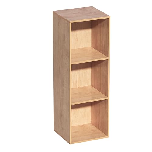 NewBeth 3-stufiges Bücherregal mit Offenem Eiche Regal Standregal für Wohnzimmer Kinderzimmer Büro 31 x 29.5 x 91.5CM